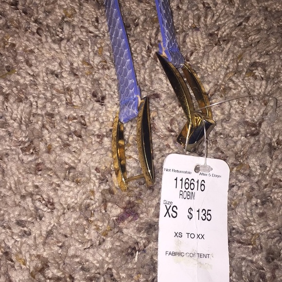 Carlisle Blue Snake Skin Leather Skinny Belt BNWT Size XS main image 6